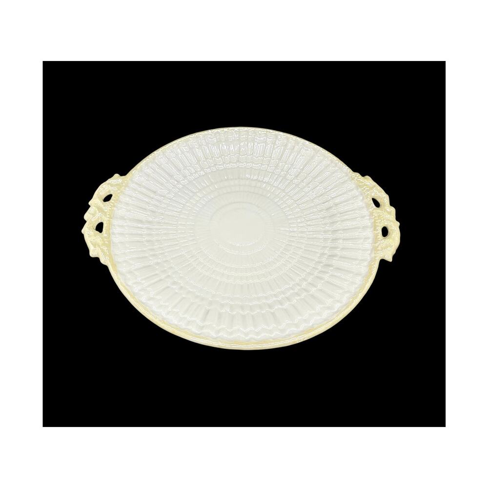 Belleek Irish Porcelain "Limpet" Pattern Double Handled Serving Plate